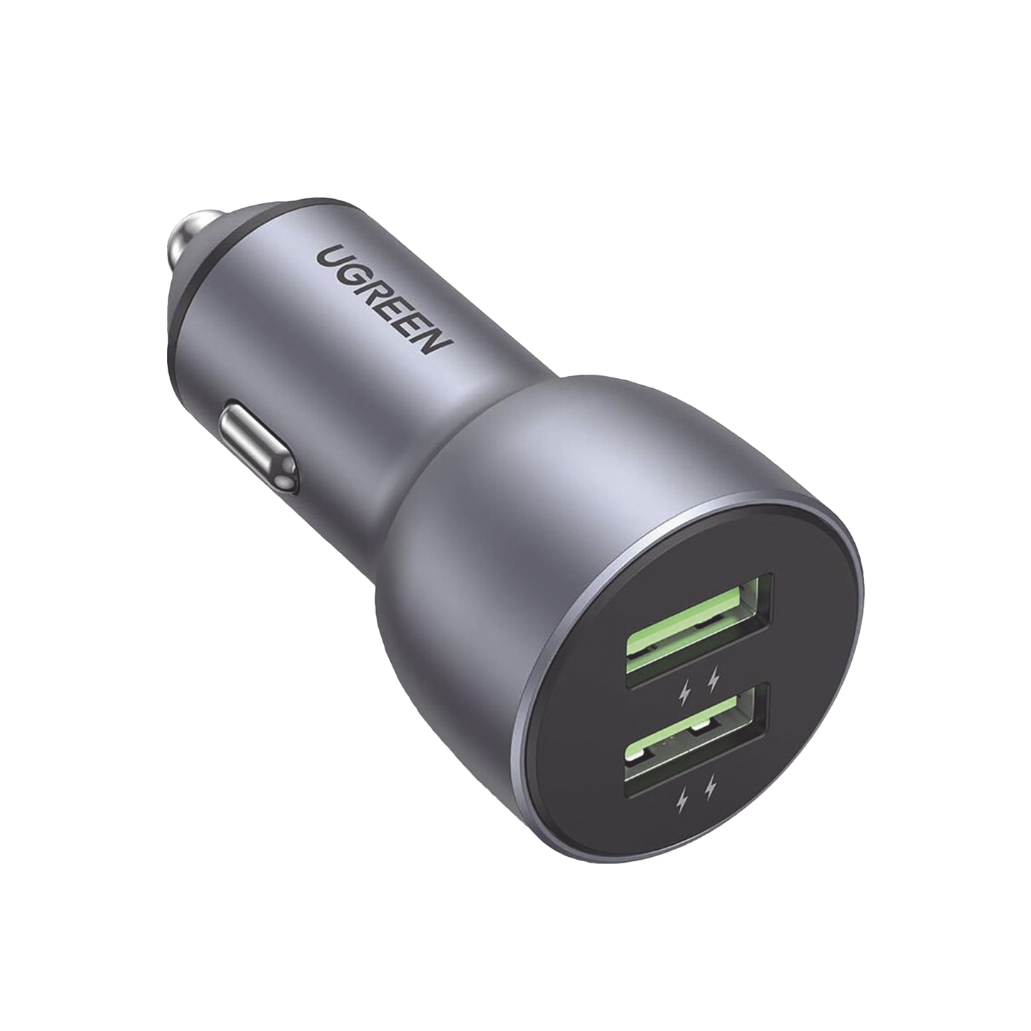 Cargador de Auto 36W / 2 Puertos USB-A / Carga Rápida / Compatible con Vehículos de 12 y 24 VCD / PD3.0 + QC3.0 / Chip Inteligente / Diseño Compacto / Mayor Eficiencia Energética / Aleación de Aluminio.