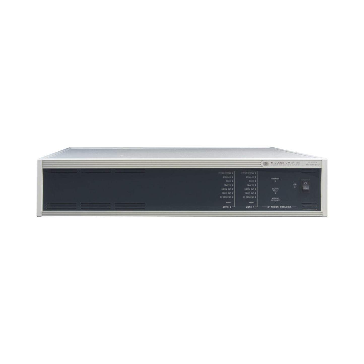 ETAPA DE POTENCIA DIGITAL 2x500W 100V MILLENNIUM IP CON CONECTIVIDAD IP LAN, SUPERVISON, CALIDAD DE SONIDO HQ PARA 2 ZONAS, EN FORMATO RACK 2U