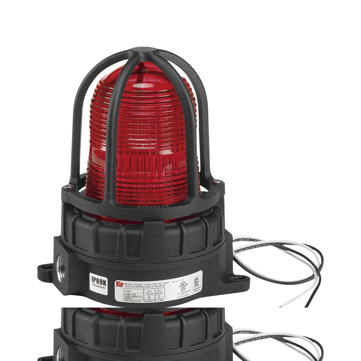 Luz de advertencia LED para ubicaciónes peligrosas, montaje para superficies, 120/240Vca, rojo
