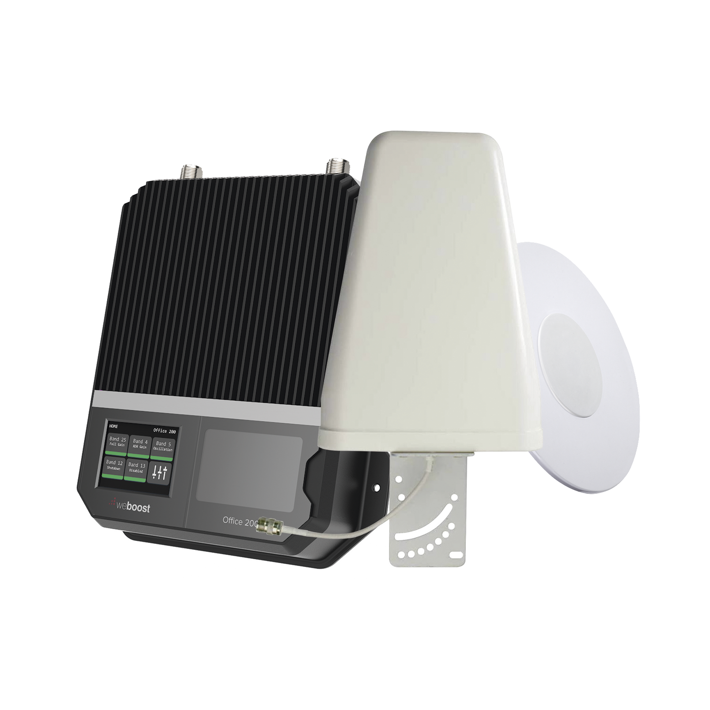 KIT Amplificador de señal celular 4G LTE, 3G y VOZ con antena direccional. Especial para cubrir áreas de hasta 4300 Metros Cuadrados por ser de grado comercial e industrial. Soporta múltiples operadores, tecnologÃas y usuarios.