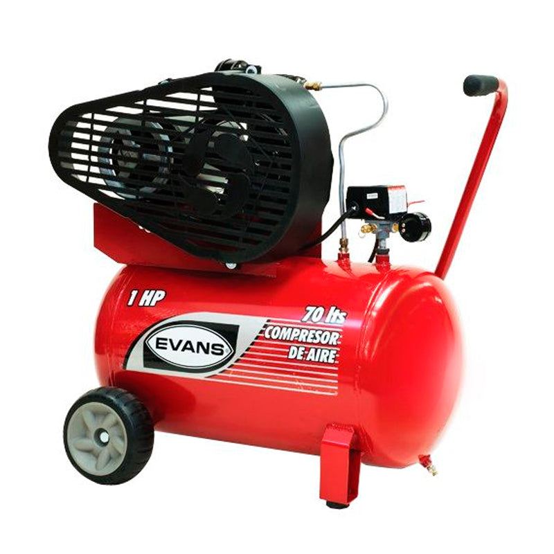 Compresor de aire lubricado 1 etapa 1 HP motor eléctrico con tanque de 70 L 125 PSI