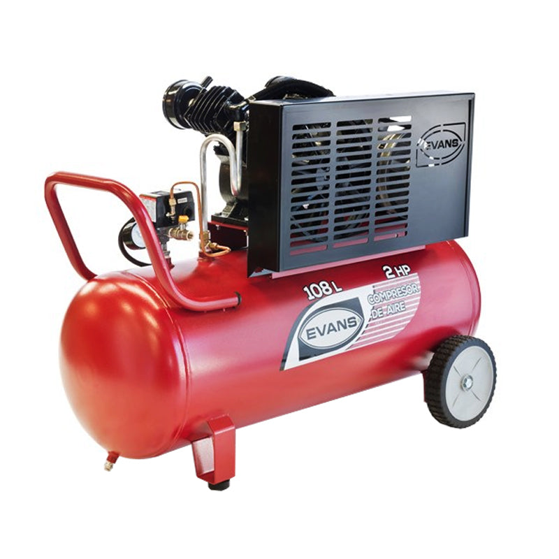 Compresor de aire lubricado 1 etapa 2 HP, motor eléctrico con tanque de 108 L 125 PSI