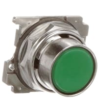 Botón resistente, selector, verde momentáneo, rasante, cromado, serie 10250T