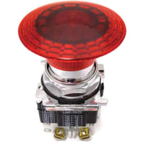 Cambie, E-pare; btn/lente del rojo de 50m m; LED 24V; Empuje/tirón mantenidos; 1NO/1NC