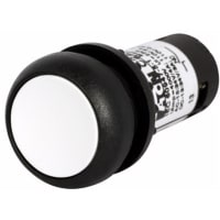 Botón, 22.5m m, Non-lluminated, bisel negro, blanco, 2NO, serie C22