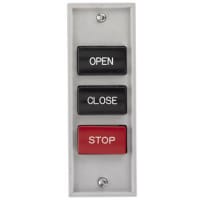 La estación de control, puerta/control de la abrazadera, 3 abotona, SE ABRE, SE CIERRA, PARA, NEMA1, tipo serie de N