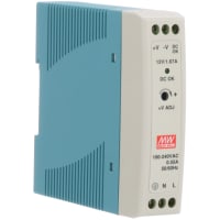 Fuente de alimentación, AC-DC, 12V, 1.67A, 100-264V adentro, incluido, carril del estruendo, PFC, 20W, serie de MDR