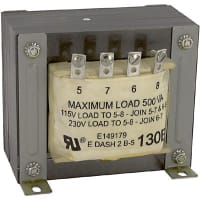 Transformador, aislamiento, bobina, 1, Freq 50/60Hz, Pri 230/640VAC, Sec 115/230VAC