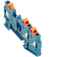 Conn Term Blk DIN Rail Feed Through Quick Conn 3 24-16 AWG Blue 5.2 milímetros W