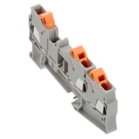 Alimentación del carril del estruendo del bloque de terminales a través de conec rápidas 20-14 gris 6.2 milímetro W del AWG