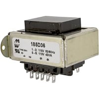 Transformador, energía, bobina de los Config, 1, Freq 50/60Hz, Pri 115/230VAC, Sec 18/36VAC