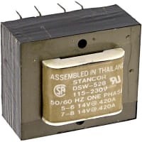 Serie secundaria primaria del transformador 12VA 115/230VAC 14/28VAC 0.84/0.42A SW/DSW