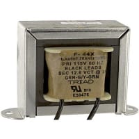 Transformador, energía, bobina, 1, Freq 60Hz, Pri 115VAC, Sec 12.6 (CT) VAC, Sec 2A
