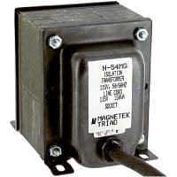 Transformador, aislamiento, incluido, 1, Freq 50/60Hz, Pri 115VAC, Sec 115VAC, 7lbs.