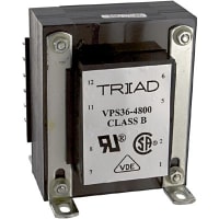 Transformador, energía, bobina, 1, Freq 50/60Hz, Pri 115/230VAC, Sec 18/36VAC, +30C