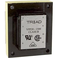 Transformador, energía, bobina, 1, Freq 50/60Hz, Pri 115/230VAC, Sec 10/20VAC, PWB