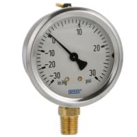 Galga de presión, 2-1/2 en el diámetro de la cara, un montaje más bajo, glicerina llenada, serie de 213.53