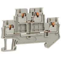 Llame el Doble-Nivel del Dinar-Carril del bloque feed-Through Empujar-en gris de 3.5mmSpng 26-14AWG