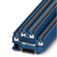 Llame el bloque, Dinar-Carril, Doble-Nivel, feed-Through, Empujar-en, 3.5mmSpng, 26-14AWG, azul