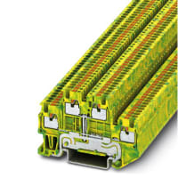 Llame el bloque, Dinar-Carril, Doble-Nivel, tierra, Empujar-en, 3.5mmSpng, 26-14AWG, GRN-YL