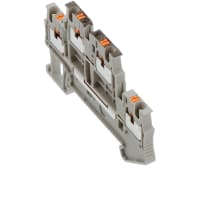Dinar-Carril DblLevel de las conec TermBlk feed-Through Empujar-en gris de 4Conts 3.5mmSpng 26-14AWG