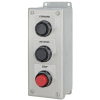 Interruptor, estación, pushbtn de 3, mamá., PARADA REVERSA DELANTERA, caja de los SS, nema 4X de la UL CSA