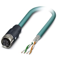 Ethernet M12; posición 4. blindado; 70C PUR; Zócalo derecho al extremo abierto; 2 m