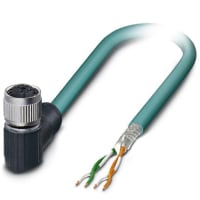 Ethernet M12; posición 4. blindado; 70C PUR; Zócalo pescado con caña al extremo abierto; 5 m