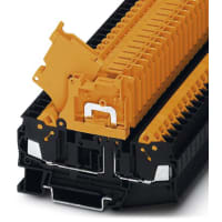 Bloque de terminales, RIEL DIN, feed-Through, QuickConn, 2Conn, 6.2m m, 20-14AWG, negro/naranja