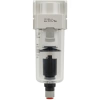 Filtro de aire; Modular; Máximo de 150 PSI; puertos 1/8NPT; Dren auto, NC; Protector del tazón de fuente; Placa conocida