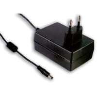 Fuente de alimentación, AC-DC, 24V, 1.5A, 100-264V adentro, incluido, tacos para muro, médico, serie GSM36