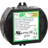 Fuente de alimentación, AC-DC, 12V@2.08A, 90-305VIn, encapsulado, conductor del LED, 25W, PFC, serie del LD