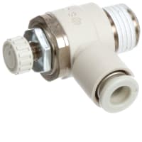 Control de flujo, puerto de 1/4 NPT hasta el tubo de 6m m, codo, metro hacia fuera, PBT, sello, COMO serie