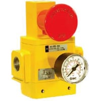 Válvula, comienzo suave, w/lock-out, 1/2NPT, 24VDC, conec del estruendo, R a L flujo