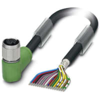 La asamblea de cable, M12 Recto-Coleta femenina, 17 Con, se ennegrece, serie de M12 Cordset