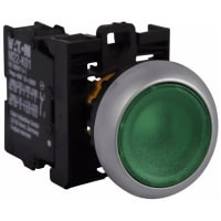 Illuminated Pushbutton Switch, 22.5m m, Green, Momentary, 500V, 6A, RMQ-Titán Series