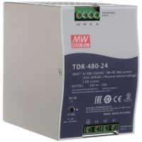 Fuente de alimentación, AC-DC, carril del estruendo, trifásico, 480W, 24V, 20A, PFC, serie de TDR