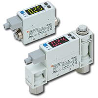 Interruptor de flujo, empuje, 2 color, aire, integ desplazar, 1/4G, PNP+anal, 2-100L/min, MPa/PSI