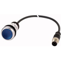 Botón iluminado, bisel de plata, azul, 24V, 1NO, el 1m M12A, serie C22