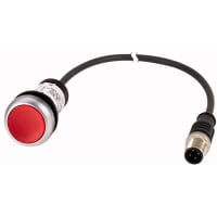 Botón iluminado, bisel de plata, rojo, 24V, 1NC, los 0.2m M12A, serie C22