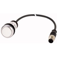 Botón de Non-lluminated, bisel de plata, blanco, 1NO, el 1m M12A, serie C22