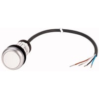 Botón de Non-lluminated, bisel de plata, blanco, 1NO, el 1m, serie C22
