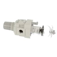Filtro/regulador, aire, función de la expulsión, 1/2NPT puerto, 125PSI, blanco urbano