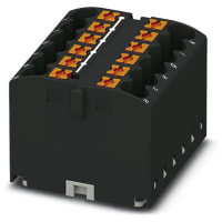 Bloque de distribución, 12-Conn, 500V, 24 A, 12 x 2 5, negro, serie de PTFIX