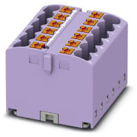 Bloque de distribución, 12-Conn, 500V, 24 A, 12 x 2 5, violeta, serie de PTFIX