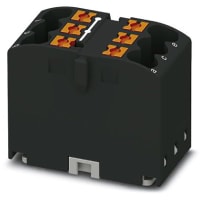 Bloque de distribución, 6-Conn, 500V, 24 A, 6 x 2 5, negro, serie de PTFIX