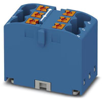 Bloque de distribución, 6-Conn, 500V, 24 A, 6 x 2 5, azul, serie de PTFIX