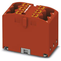 Bloque de distribución, 6-Conn, 500V, 24 A, 6 x 2 5, rojo, serie de PTFIX