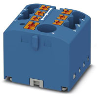 Distribution Block w/Supply, 7-Conn, 500V, 24 A, Push-En, PTFIX Series