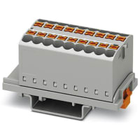 Bloque de distribución con la alineación vertical, 18-Conn, 500V, 24A, serie de PTFIX
